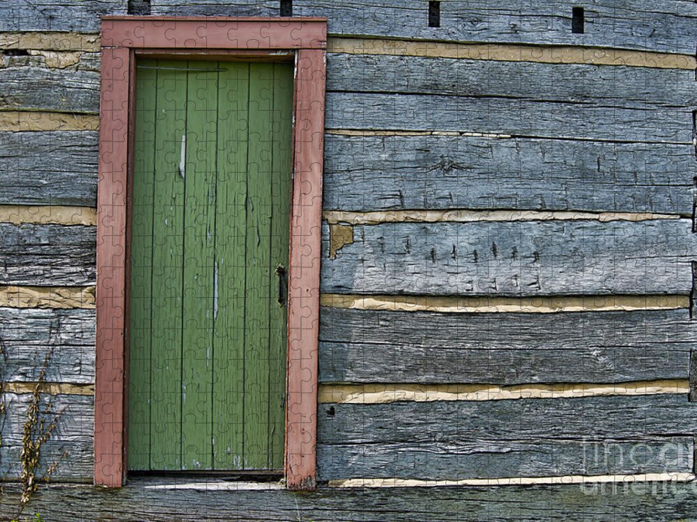 Log Cabin Jigsaw Puzzle featuring the photograph Log Cabin Door by David Arment