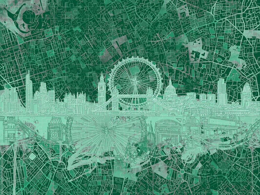 London Jigsaw Puzzle featuring the painting London Skyline Abstract 2 by Bekim M