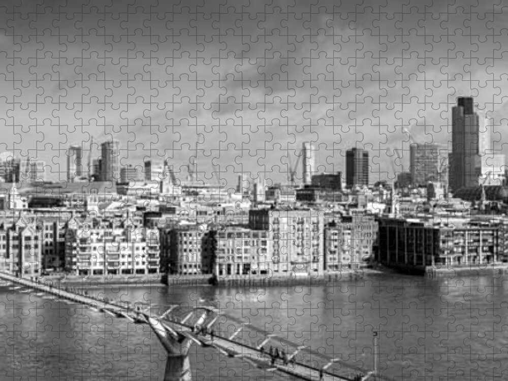 City Of London Jigsaw Puzzle featuring the photograph London skyline St Paul's and the City black and white version by Gary Eason