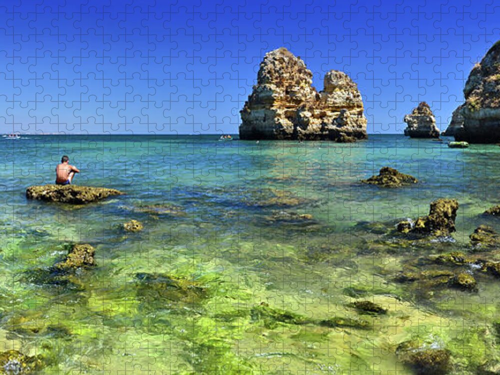 Algarve Jigsaw Puzzle featuring the photograph Lonely On The Rocks by Juampiter