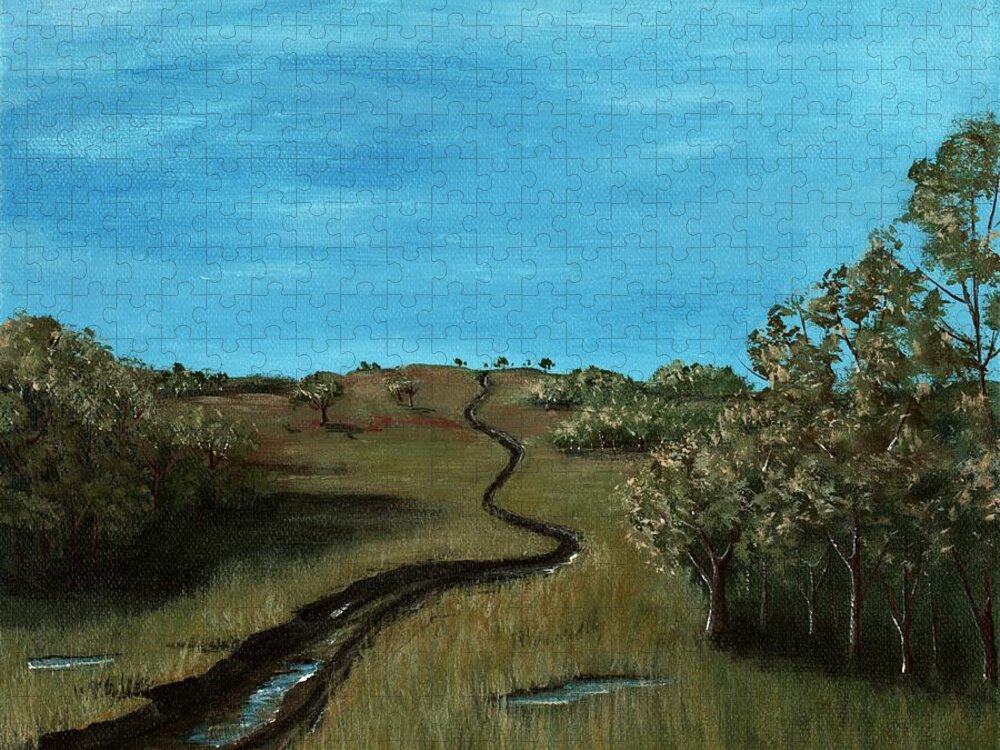 Malakhova Jigsaw Puzzle featuring the painting Long Trail by Anastasiya Malakhova