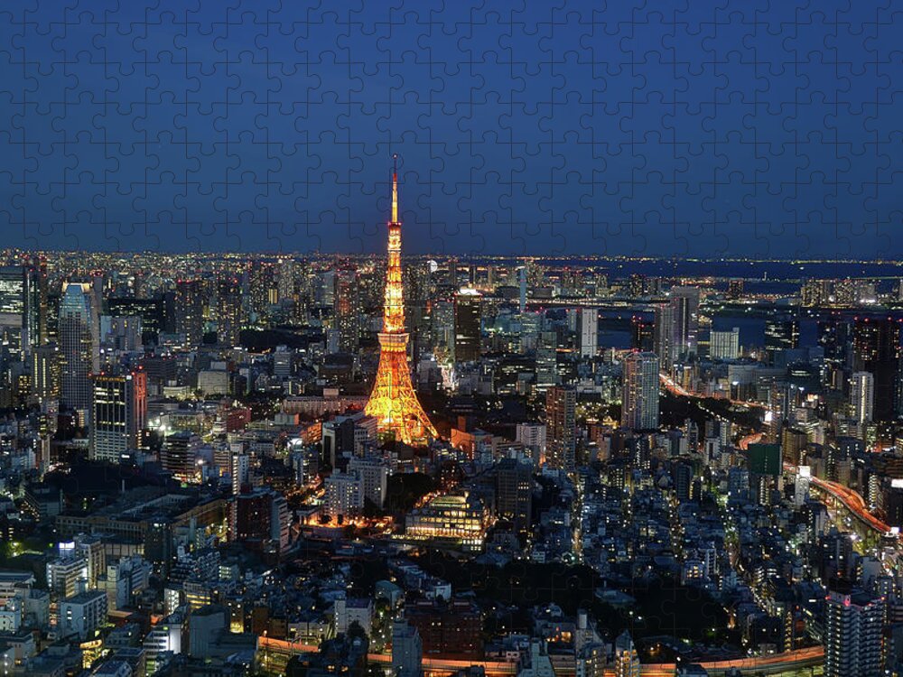 Tokyo Tower Jigsaw Puzzle featuring the photograph Looking At Tokyo Tower by Mhbs