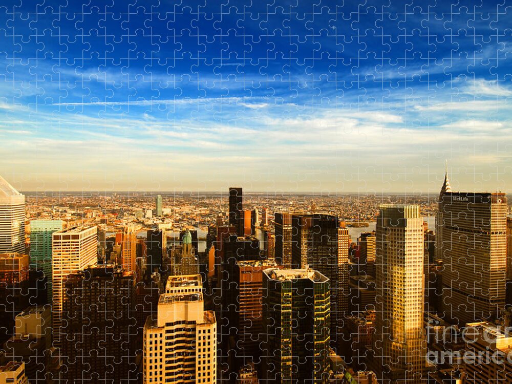 New York City Jigsaw Puzzle featuring the photograph Looking East Manhattan Chrysler Building by Sabine Jacobs