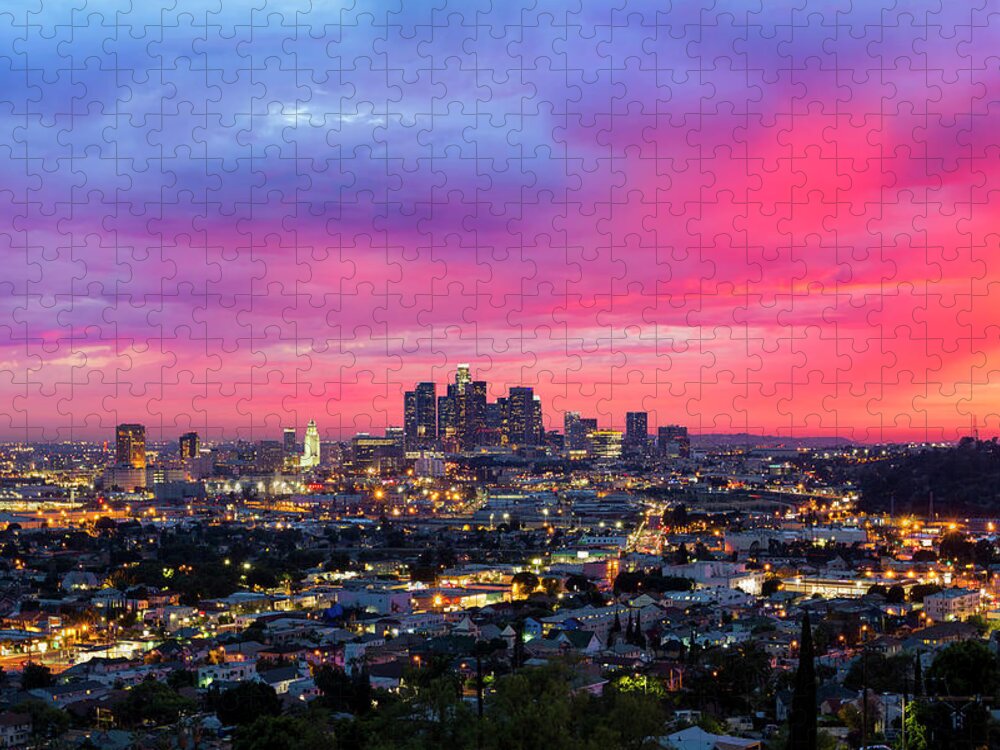 Disconnection Against the will Peculiar Los Angeles Under A Dramatic Sunset Jigsaw Puzzle by Chrisp0 - Photos.com