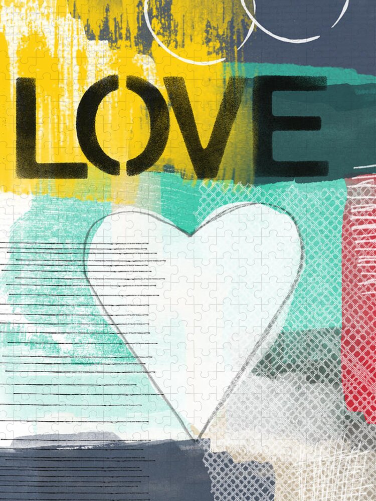 Love Jigsaw Puzzle featuring the painting Love Graffiti Style- Print or Greeting Card by Linda Woods