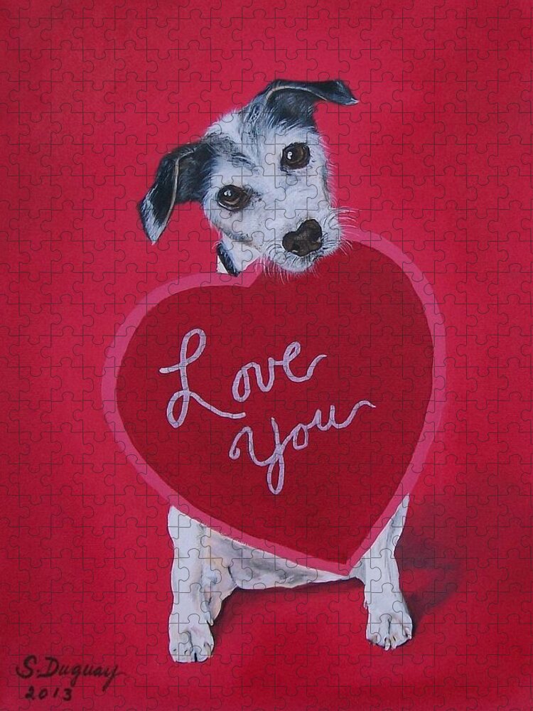  Valentine Jigsaw Puzzle featuring the painting Love You by Sharon Duguay