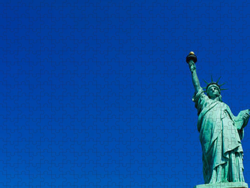 Photography Jigsaw Puzzle featuring the photograph Low Angle View Of Statue Of Liberty by Panoramic Images