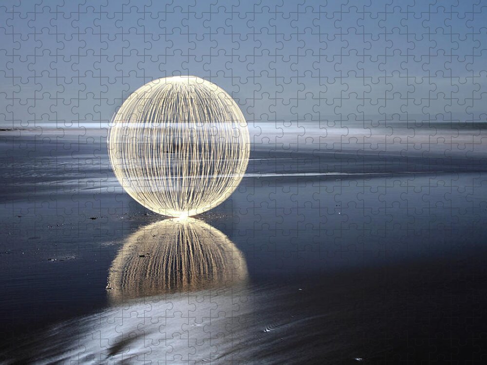 Light Painting Jigsaw Puzzle featuring the photograph Low Tide Reflection by Andrew John Wells
