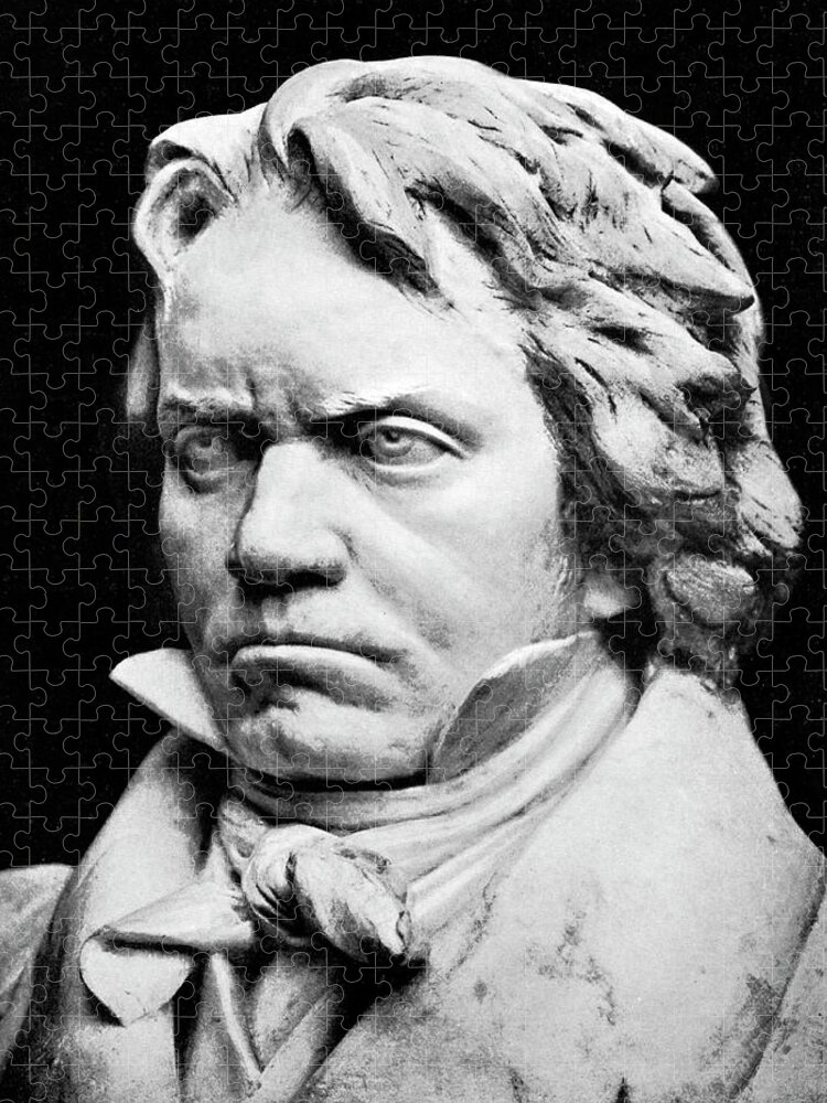Beethoven Jigsaw Puzzle featuring the photograph Ludwig Van Beethoven, Bust By Fritz Zadow by English School