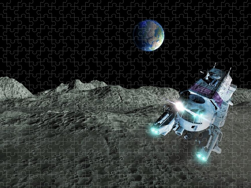 Concepts & Topics Jigsaw Puzzle featuring the digital art Lunar Exploration, Artwork by Victor Habbick Visions