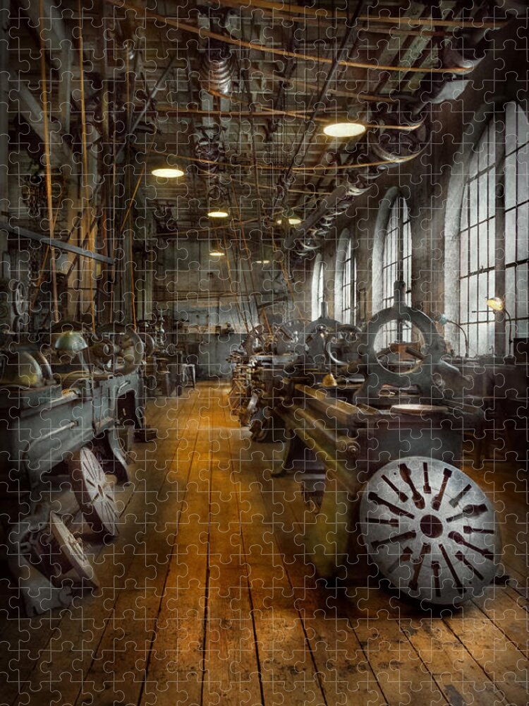 Machinist Jigsaw Puzzle featuring the photograph Machinist - Lathes - The original Lather Disc by Mike Savad