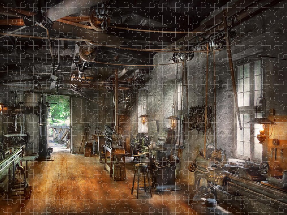 Machinist Jigsaw Puzzle featuring the photograph Machinist - The Millwright by Mike Savad