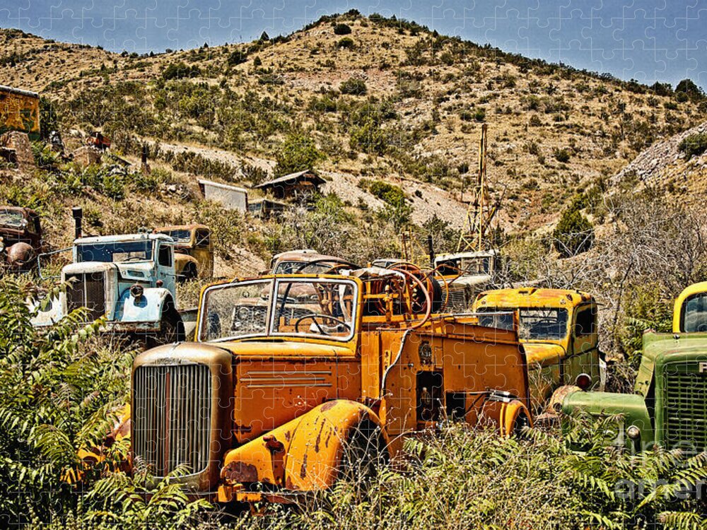 Rusty Jigsaw Puzzle featuring the photograph Mack and Reo and the Gang by Lee Craig