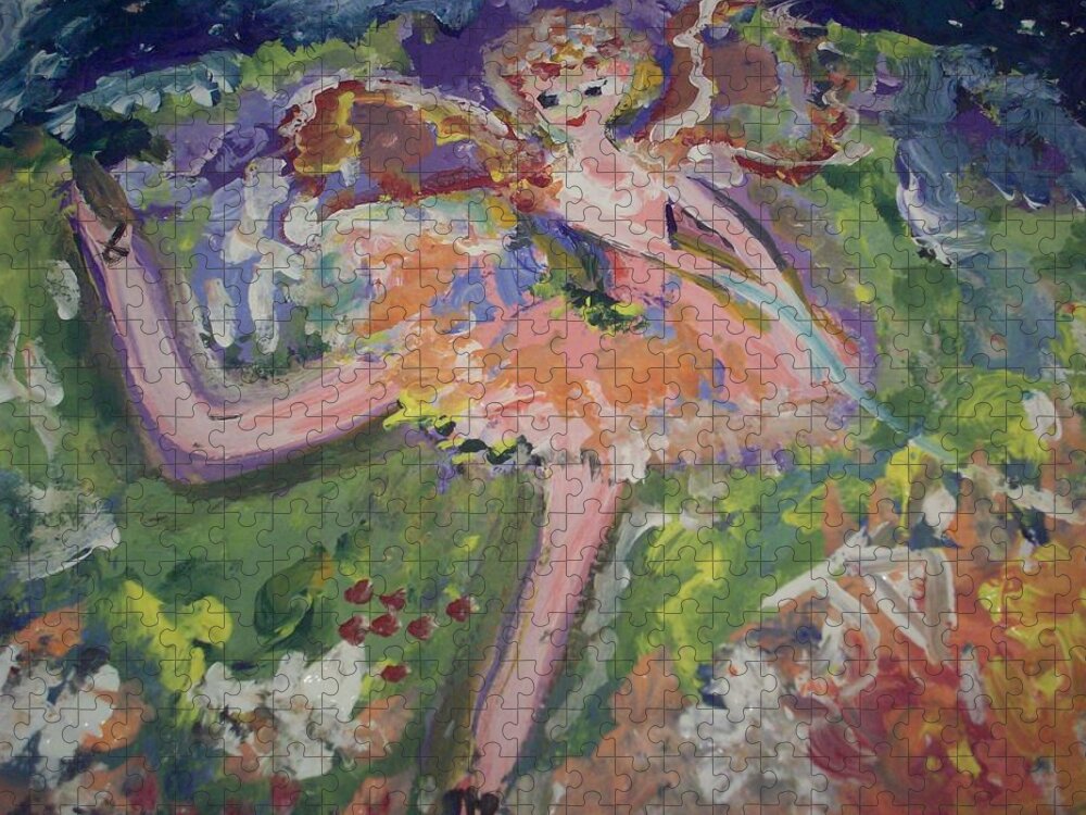Magic Jigsaw Puzzle featuring the painting Magical Maggie the fairy by Judith Desrosiers