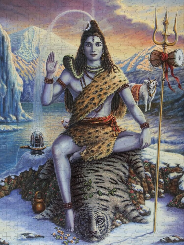 Shiva Images Jigsaw Puzzle featuring the painting Mahadeva Shiva by Vishnu Das