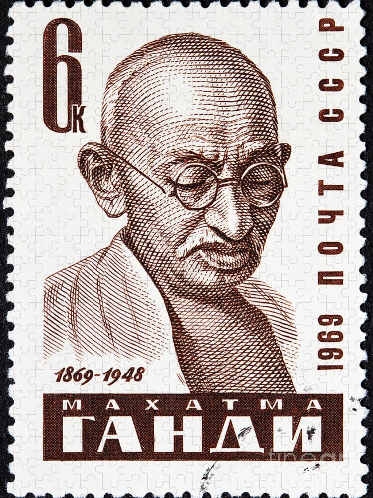 Gandhi Jigsaw Puzzle featuring the photograph Mahatma Gandhi Stamp by GIPhotoStock