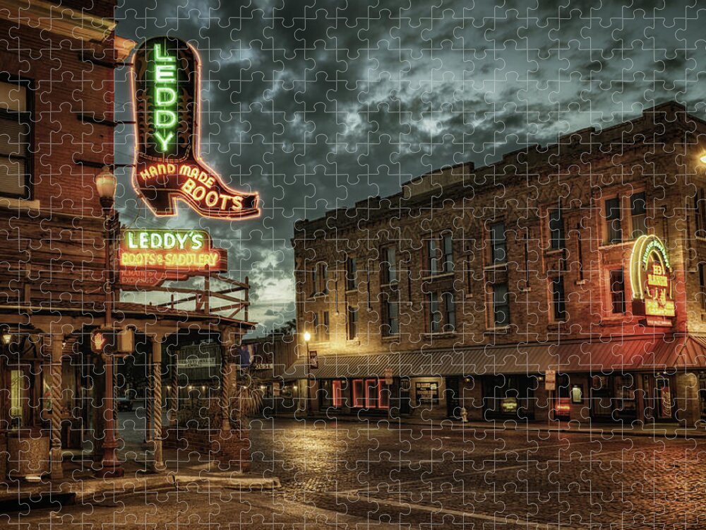  Fort Worth Jigsaw Puzzle featuring the photograph Main and Exchange by Joan Carroll