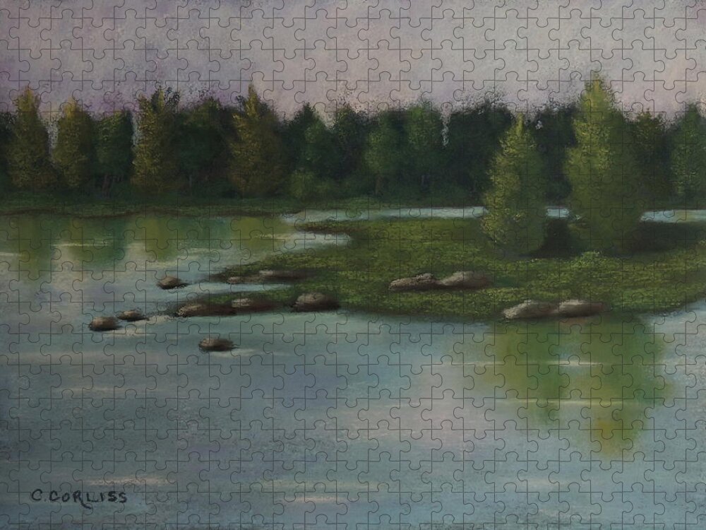 Maine Jigsaw Puzzle featuring the pastel Maine Reflections by Carol Corliss
