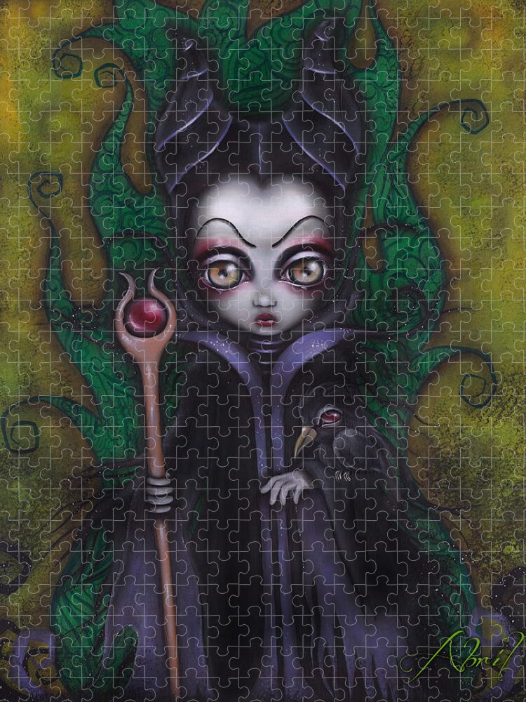 Villains Jigsaw Puzzle featuring the painting Maleficent by Abril Andrade