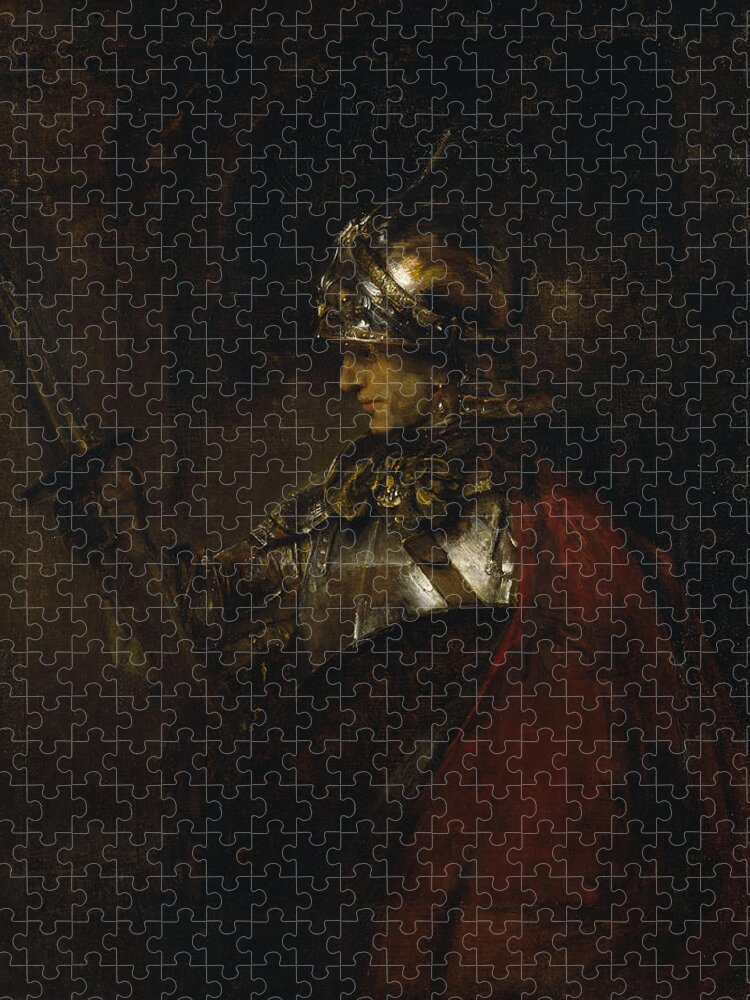 Rembrandt Jigsaw Puzzle featuring the painting Man in Armor by Rembrandt van Rijn