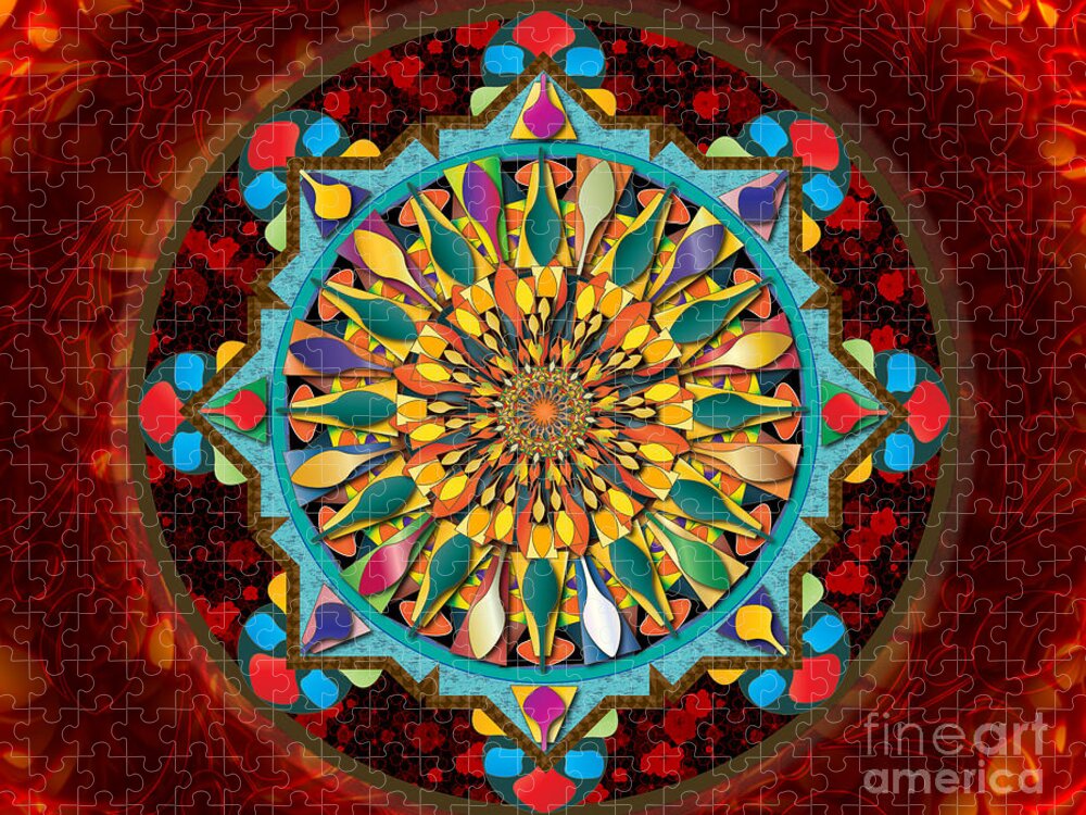 Mandala Jigsaw Puzzle featuring the digital art Mandala Droplets sp by Peter Awax