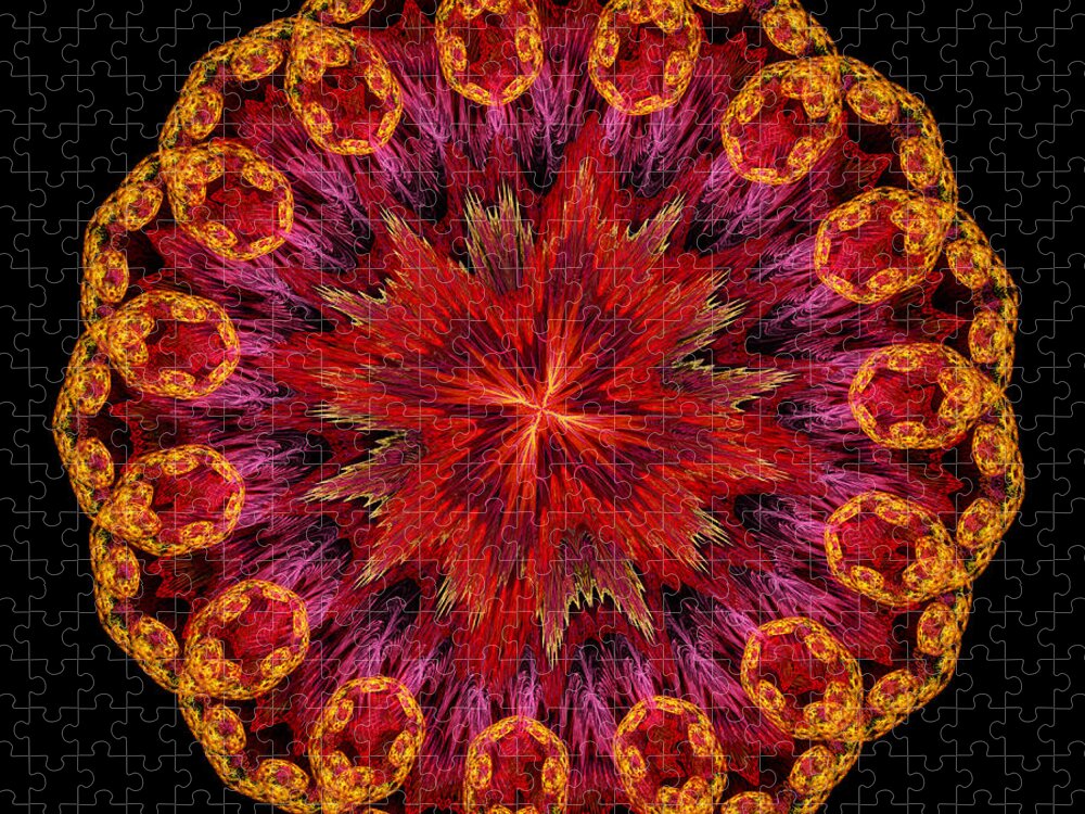 Mandala Jigsaw Puzzle featuring the digital art Mandala of love by Martin Capek