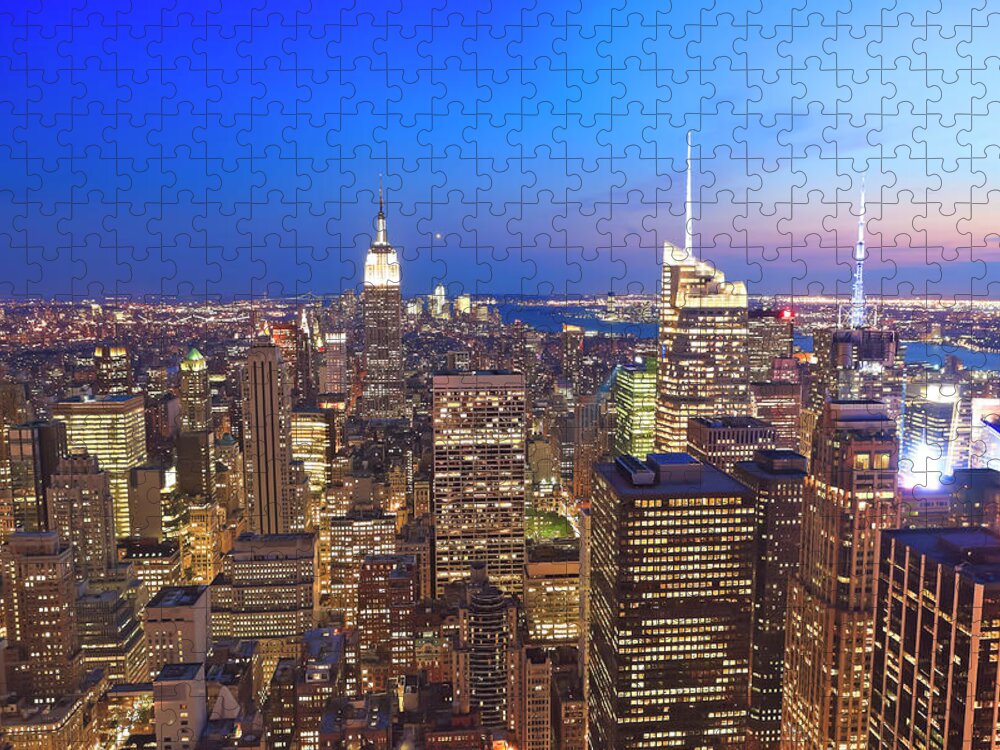 Lower Manhattan Jigsaw Puzzle featuring the photograph Manhattan By Night by Pawel.gaul