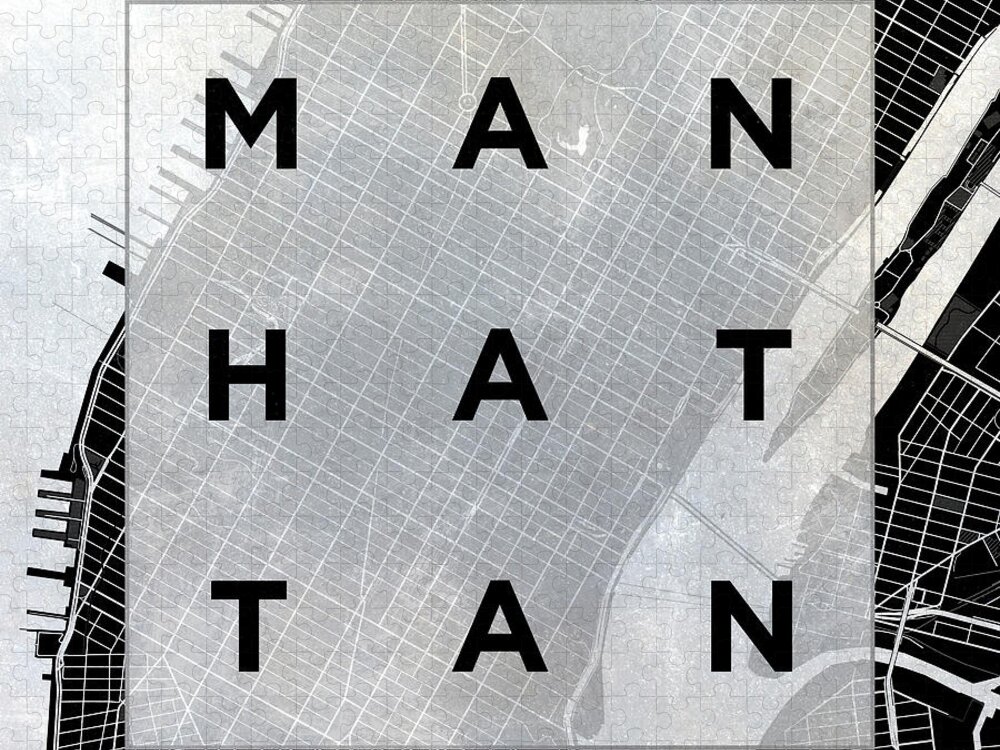 Manhattan Jigsaw Puzzle featuring the photograph Manhattan Square Bw by South Social Studio