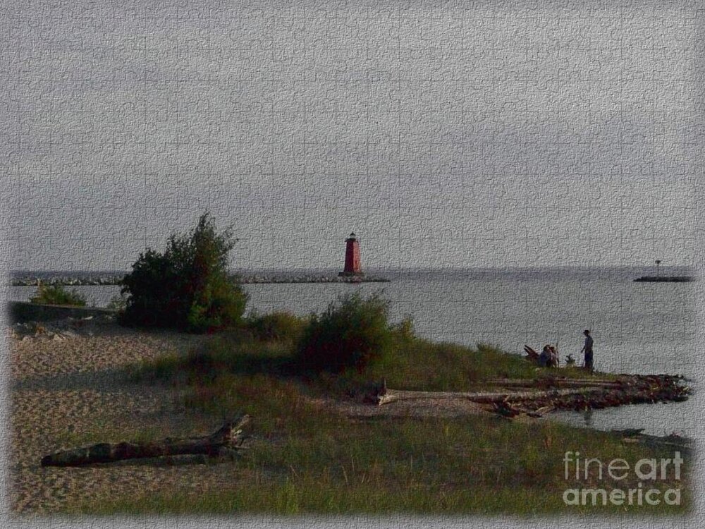 Lighthouse Jigsaw Puzzle featuring the photograph Manistique Light by Charles Robinson