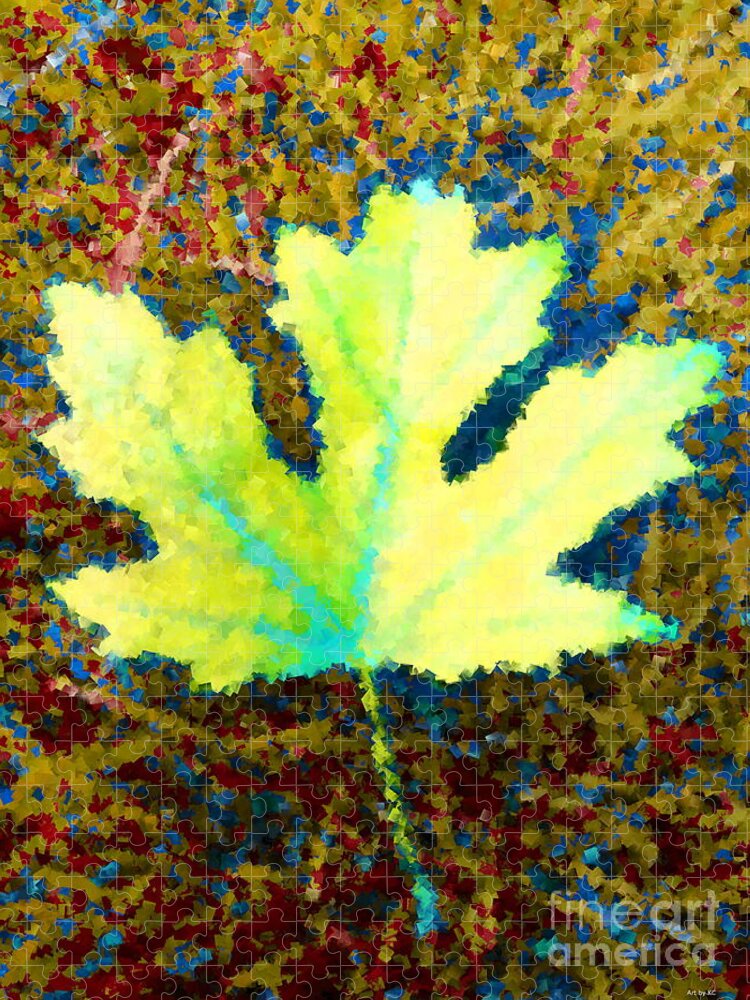 Maple Leaf Jigsaw Puzzle featuring the digital art Maple Leaf poster style by Vintage Collectables