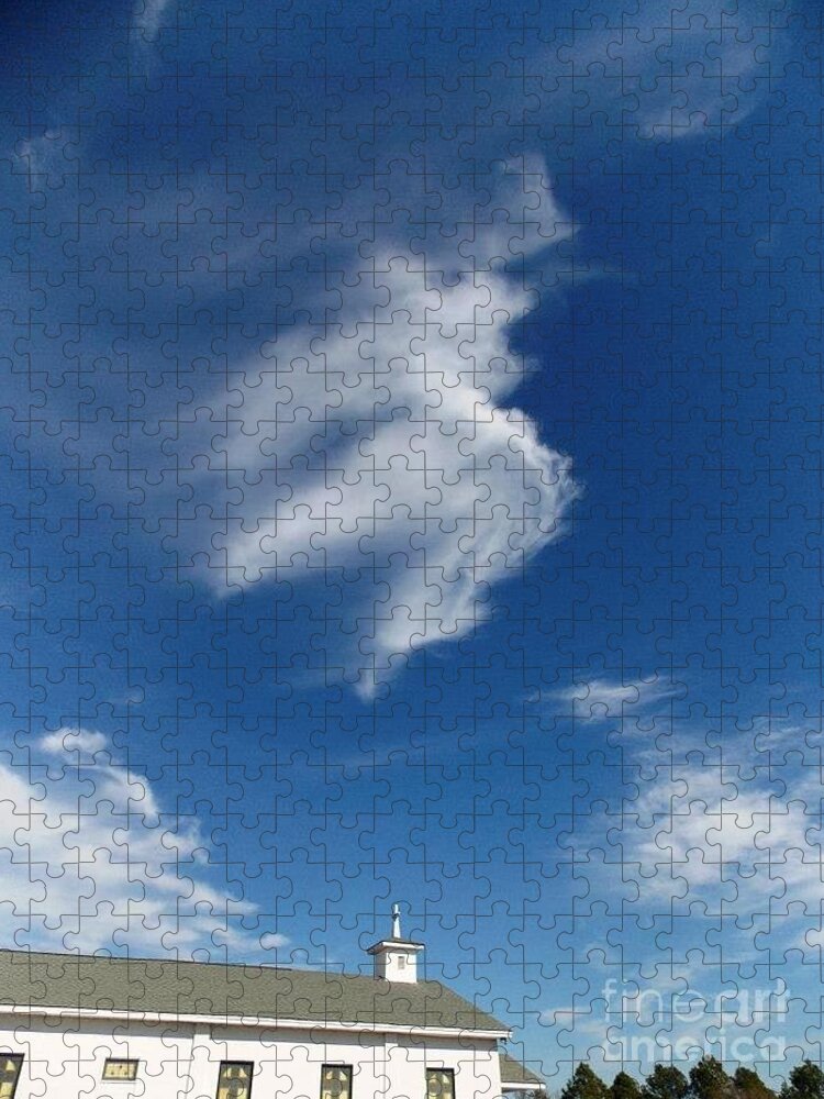 Postcard Jigsaw Puzzle featuring the digital art Angel Above Old Church by Matthew Seufer
