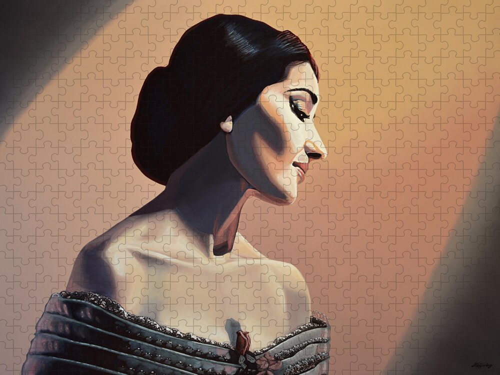 Maria Callas Jigsaw Puzzle featuring the painting Maria Callas Painting by Paul Meijering