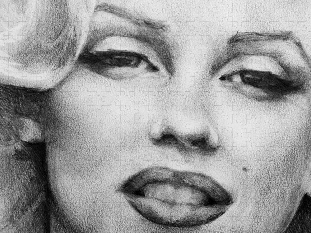 Marilyn Monroe Jigsaw Puzzle featuring the painting Marilyn Monroe - Close Up by Jani Freimann