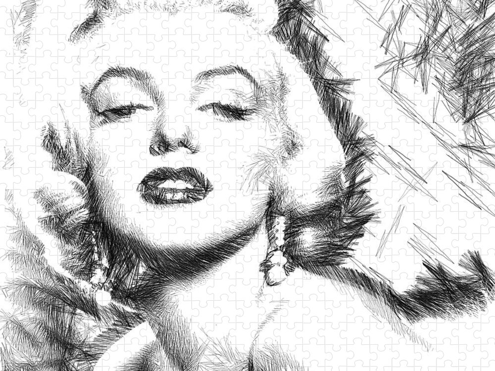 Marilyn Monroe Jigsaw Puzzle featuring the digital art Marilyn Monroe - The One and Only by Rafael Salazar