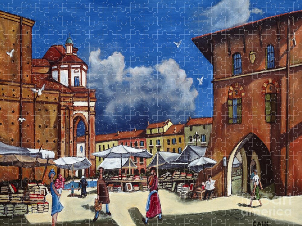 Mediterranean Art Jigsaw Puzzle featuring the painting Marketplace by William Cain