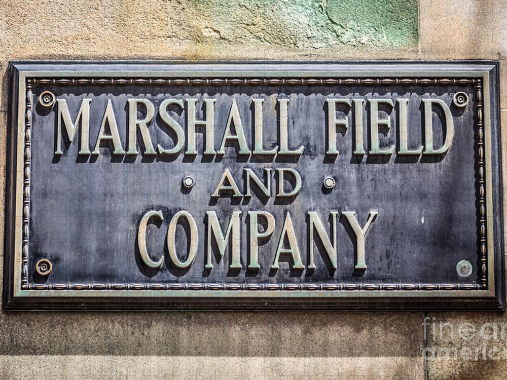 America Jigsaw Puzzle featuring the photograph Marshall Field and Company Sign in Chicago by Paul Velgos