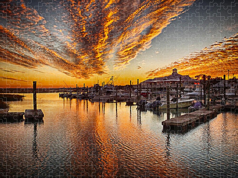Sunset Jigsaw Puzzle featuring the photograph Marshwalk Sunset by Bill Barber