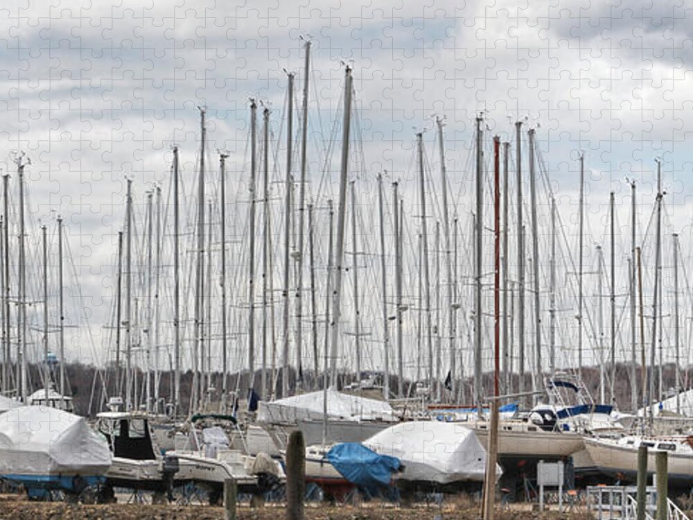  Sailboat Jigsaw Puzzle featuring the photograph Glen Cove Mast Appeal by Bob Slitzan