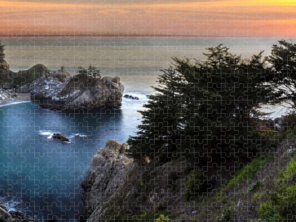 Mcway Falls Jigsaw Puzzle featuring the photograph Mcway Falls Sunset by Brad Scott