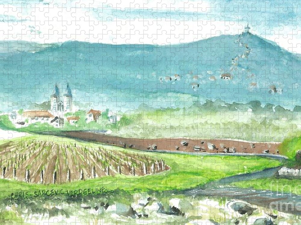 Easter Jigsaw Puzzle featuring the painting Medjugorje Fields by Christina Verdgeline
