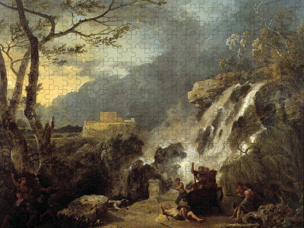 Richard Wilson Jigsaw Puzzle featuring the painting Meleager and Atalanta by Richard Wilson
