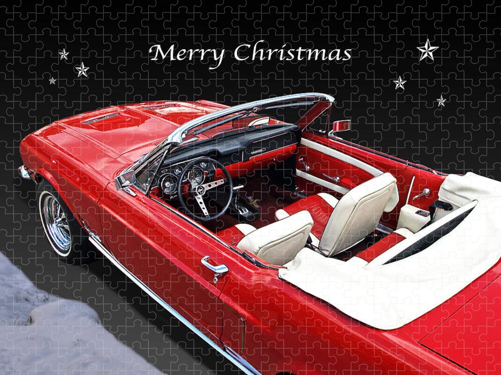 Christmas Card Jigsaw Puzzle featuring the photograph Merry Christmas Mustang by Gill Billington