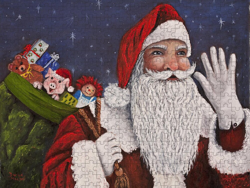 Merry Christmas Jigsaw Puzzle featuring the painting Merry Christmas To All by Darice Machel McGuire