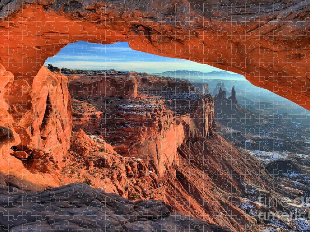 Mesa Arch Sunrise Jigsaw Puzzle featuring the photograph Mesa Arch Frame by Adam Jewell