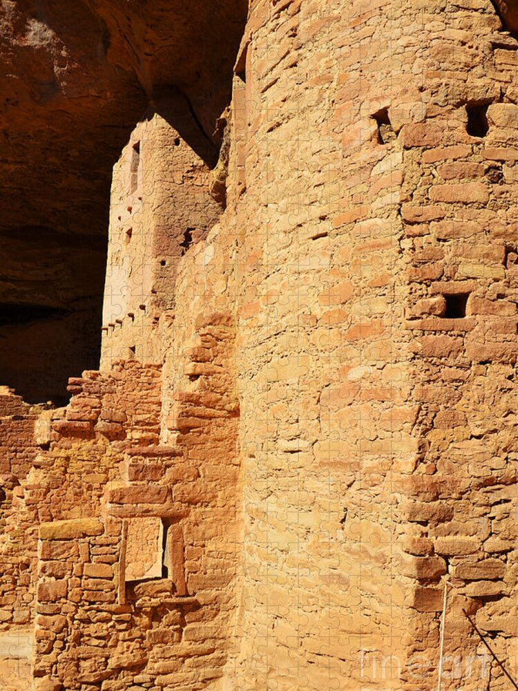Mesa Verde Jigsaw Puzzle featuring the photograph Mesa Verde National Park Cliff Palace Pueblo Anasazi Ruin Dwellings Vertical by Shawn O'Brien