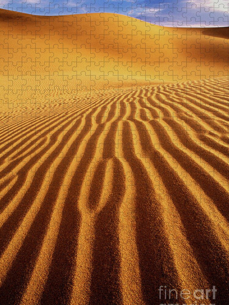 Death Valley Jigsaw Puzzle featuring the photograph Mesquite Sand Dunes At Dawn Death Valley National Park Califor by Dave Welling