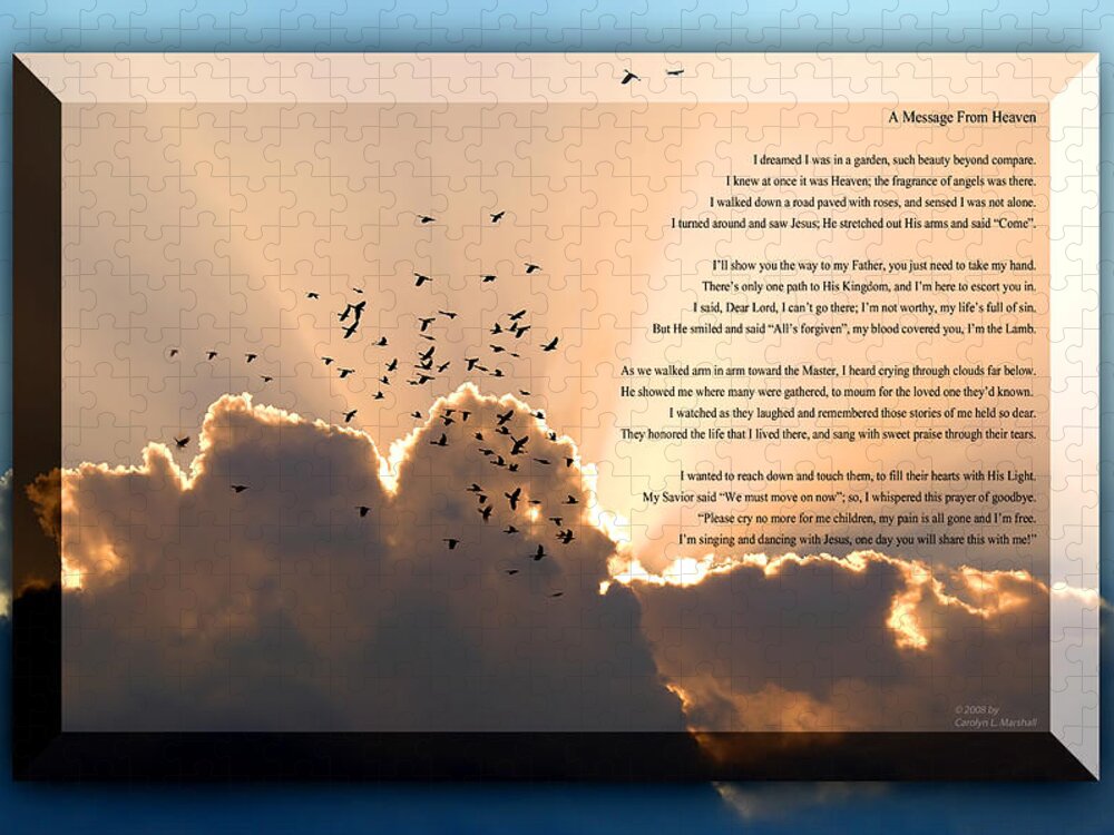 Message From Heaven Jigsaw Puzzle featuring the photograph Message From Heaven by Carolyn Marshall