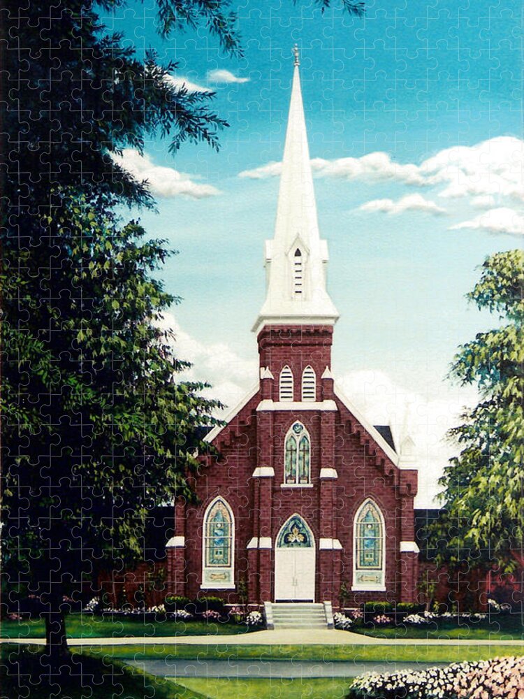 Methodist Jigsaw Puzzle featuring the painting Methodist Church by Glenn Pollard