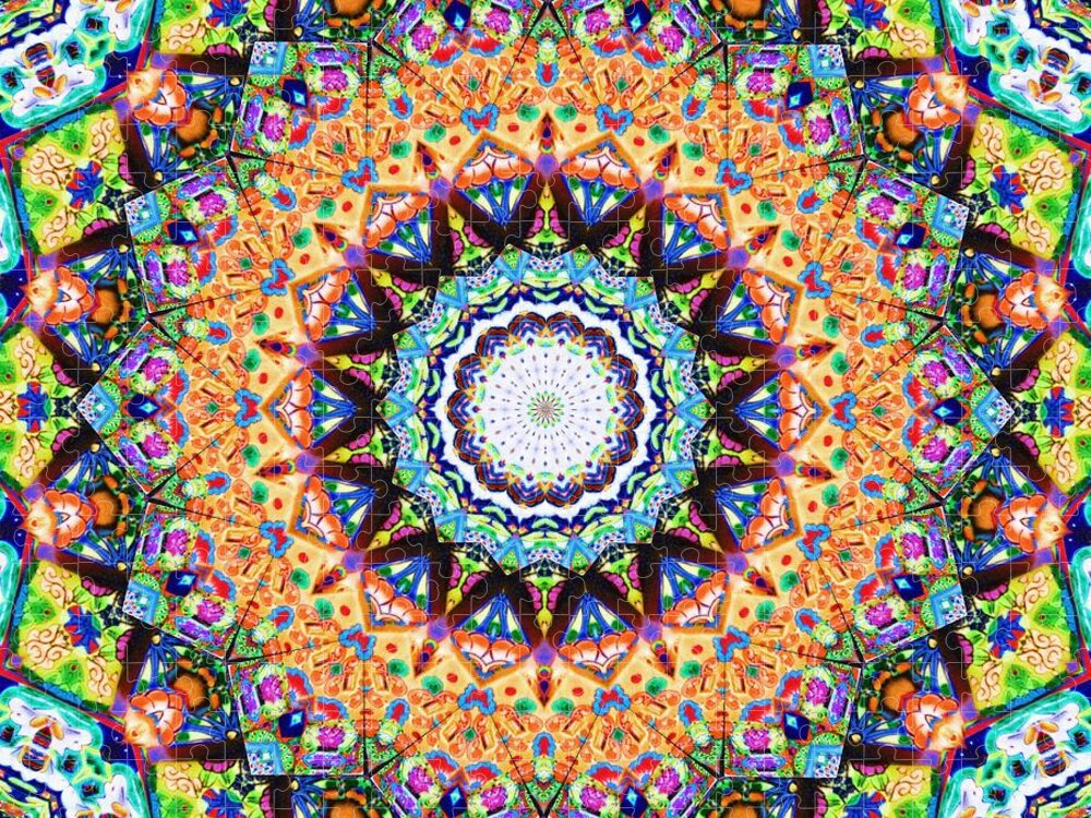Kaleidoscopes Jigsaw Puzzle featuring the digital art Mexican Ceramic Kaleidoscope by Alec Drake