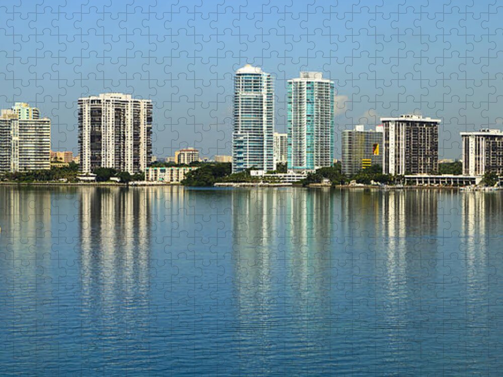 Architecture Jigsaw Puzzle featuring the photograph Miami Brickell Skyline by Raul Rodriguez